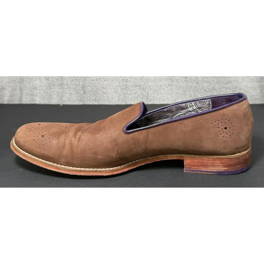 Robert Graham MOMA Loafers Mens Size 11.5 D Brown Purple Leather Paisley IN1002